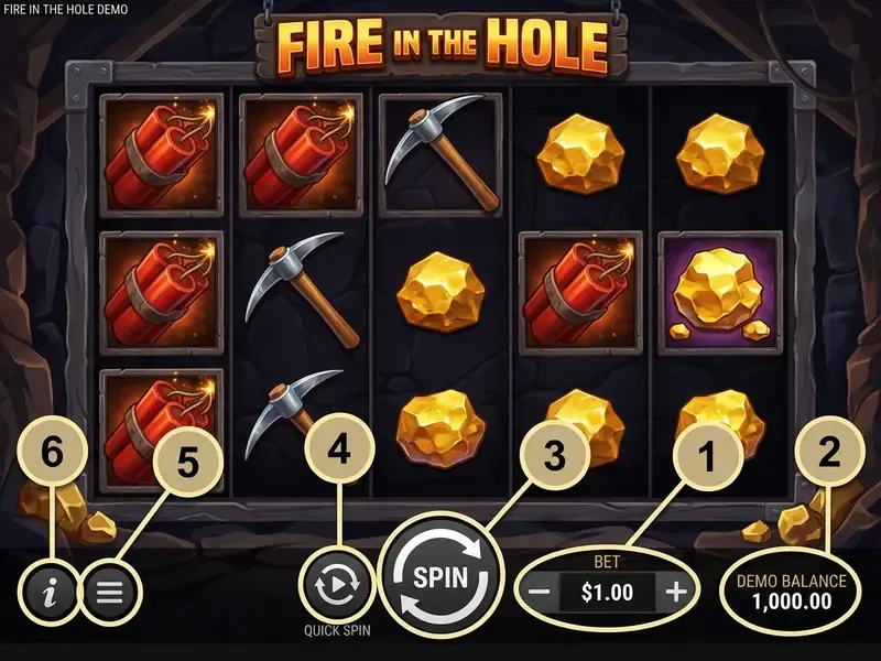 fire in the hole demo gratis interfaz de juego